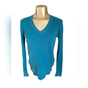 Tommy Hilfiger V neck long sleeves shirt teal